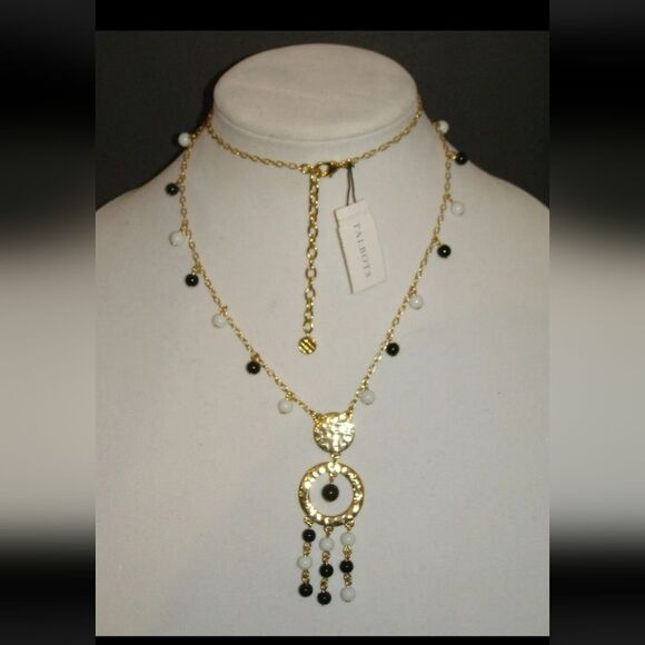 TALBOTS DELICATE BEAD CIRCLE TASSEL NECKLACE NWT - Picture 1 of 2